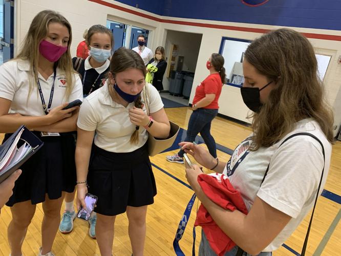 Brooke Forde visits Sacred Heart with silver medal