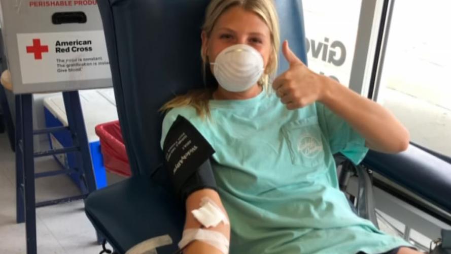 Gillian O'Leary donates plasma