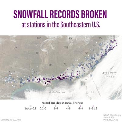 Snowfall Records Broken: Historic January 2025 snowstorm in the Southern U.S.