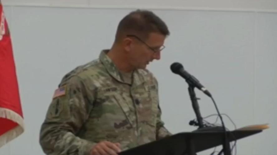 Speaker at deployment ceremony for 206th Engineer Battalion of the Kentucky National Guard