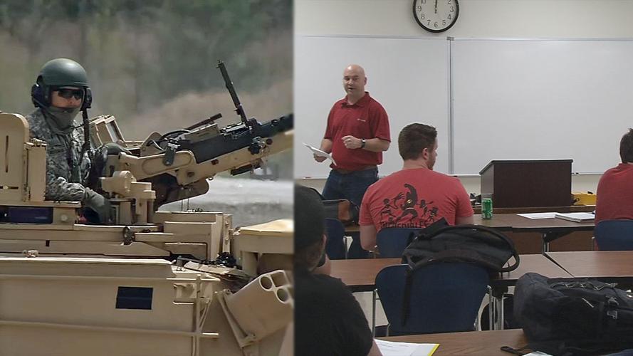Fort Knox soldier and students at Elizabethtown Community and Technical College