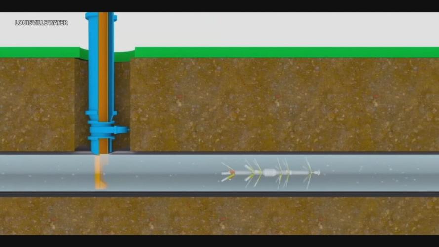 Swimming robot in Louisville Water Company pipe