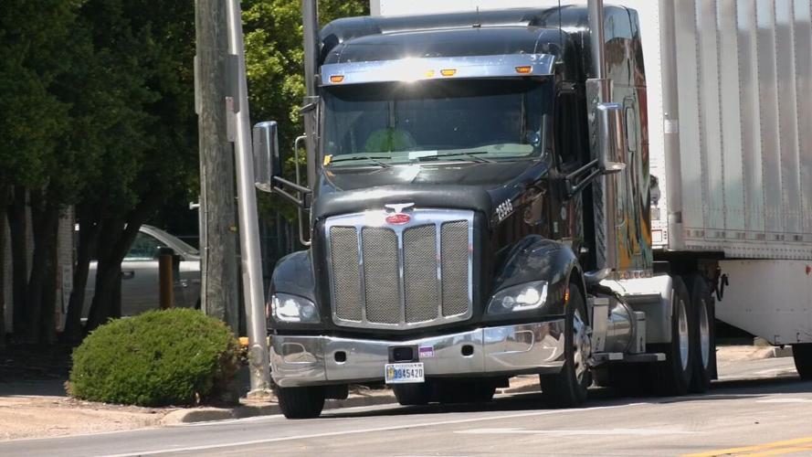 Semi truck in downtown Louisville - 5.14.26