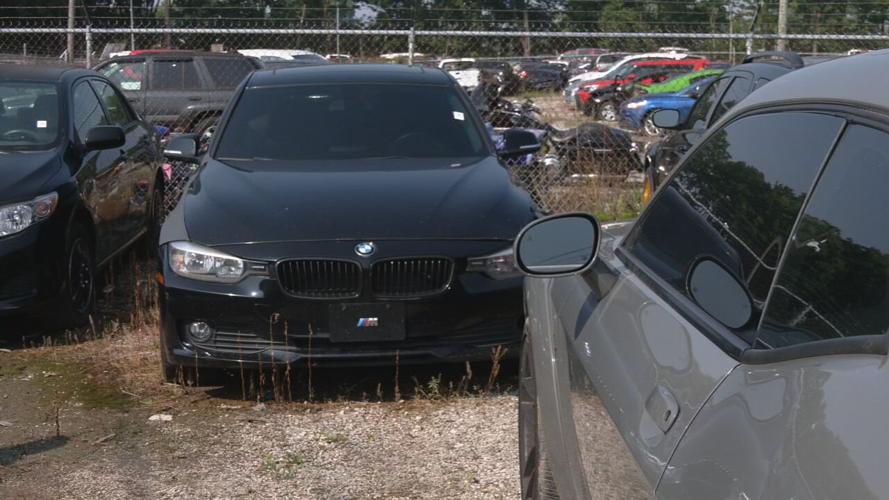 Stolen vehicle at the LMPD tow lot that was recovered from multi-state car theft ring
