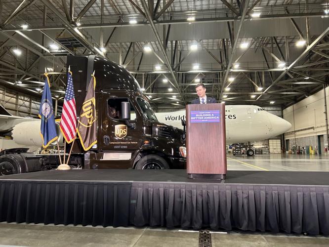 Buttigieg at UPS Worldport