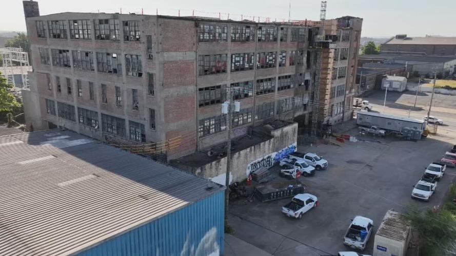 Aerial view of building in west Louisville being transformed into affordable housing