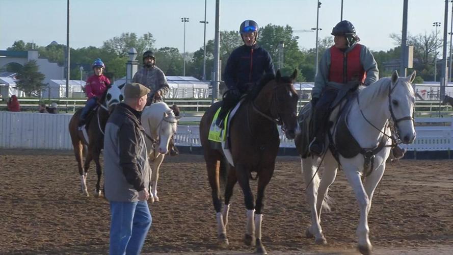 Omaha Beach exits the track after his five furlong work.
