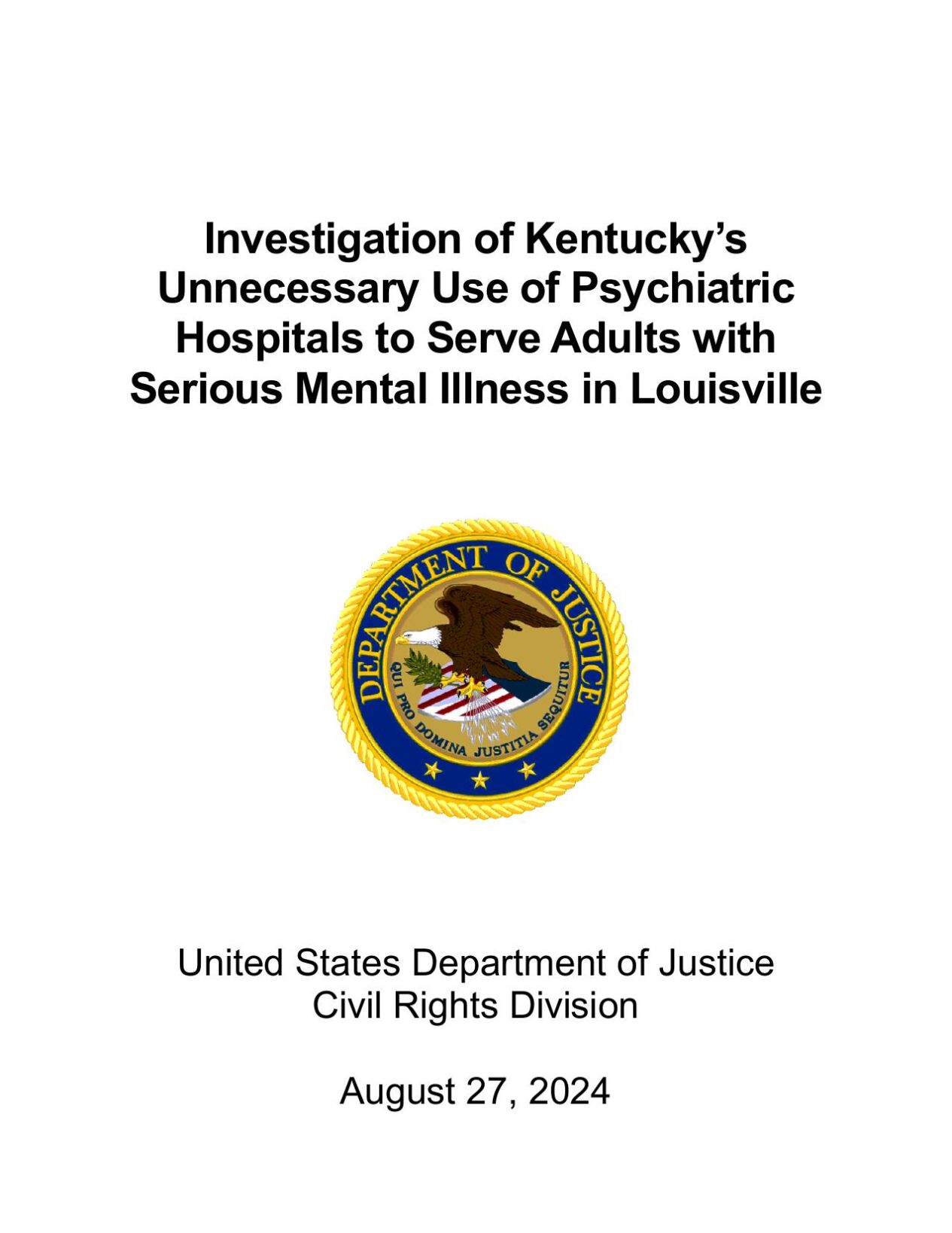 U.S. Department of Justice Findings Report - Kentucky ADA Investigation 8-27-24