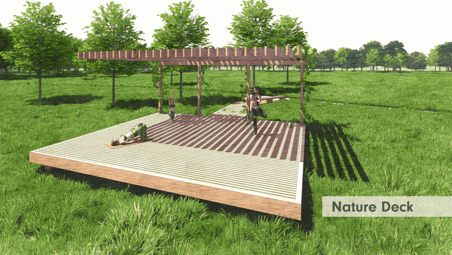 Conceptualization depicting exercise deck at proposed park in Charlestown