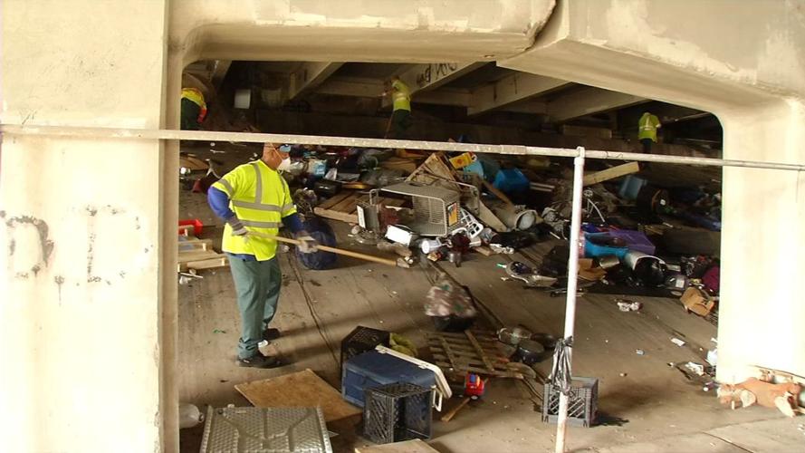Homeless camp cleanup on Brook Street (July 16, 2019)