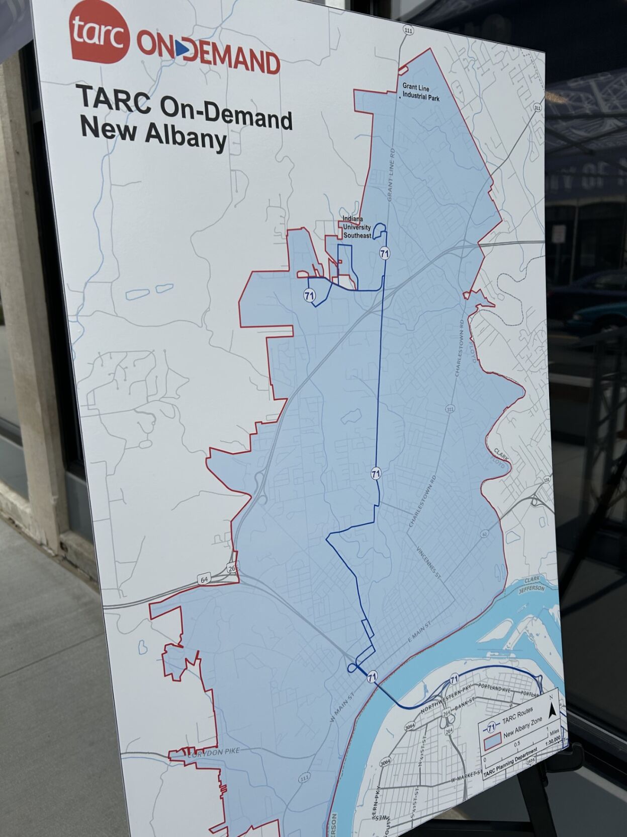 TARC map shows New Albany service zone for on-demand pilot program