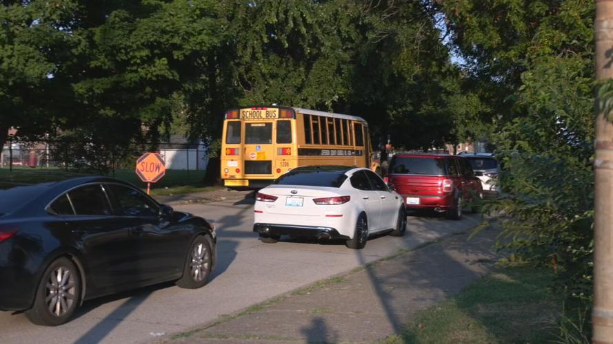 Traffic near Manual High School in Louisville, Ky.