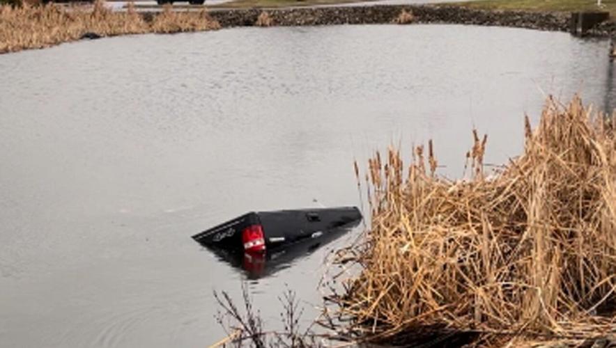Franklin, Indiana, pond where rescuers saved a woman and her child in a sinking truck on Feb. 27, 2023