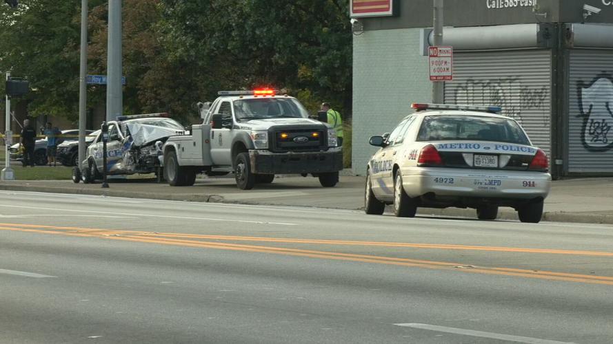 LMPD vehicle involved crash 9th and Broadway