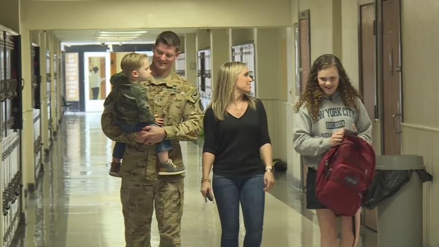 Alabama soldier surprises daughter in school upon return from deployment in Syria