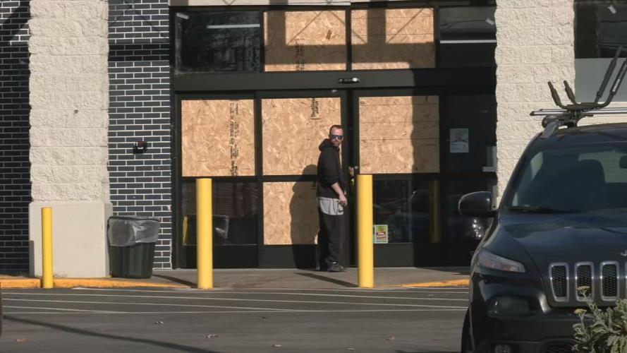 The Dollar General in the 400 block of West Oak Street (with damage from gunfire from Nov. 28, 2021)