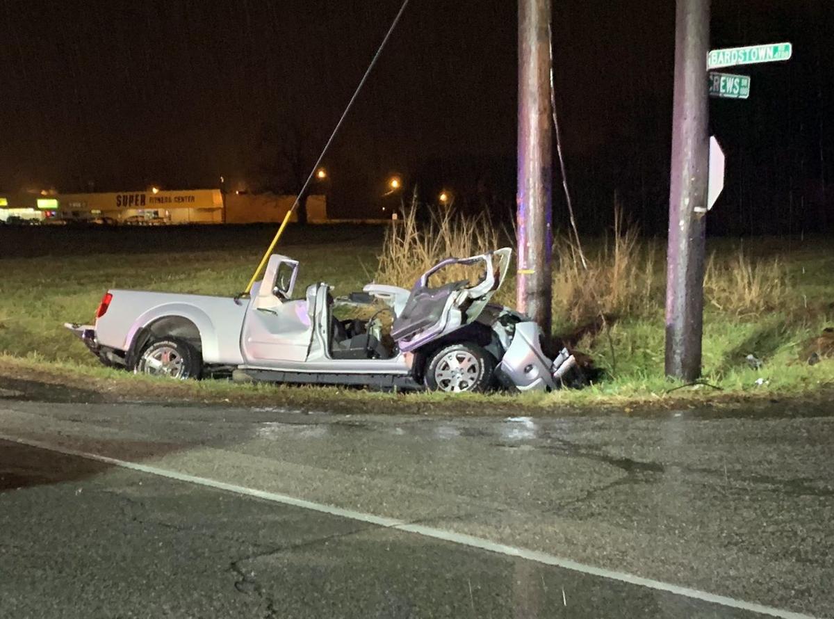 Vehicle catches fire after crashing into fire hydrant, utility pole on