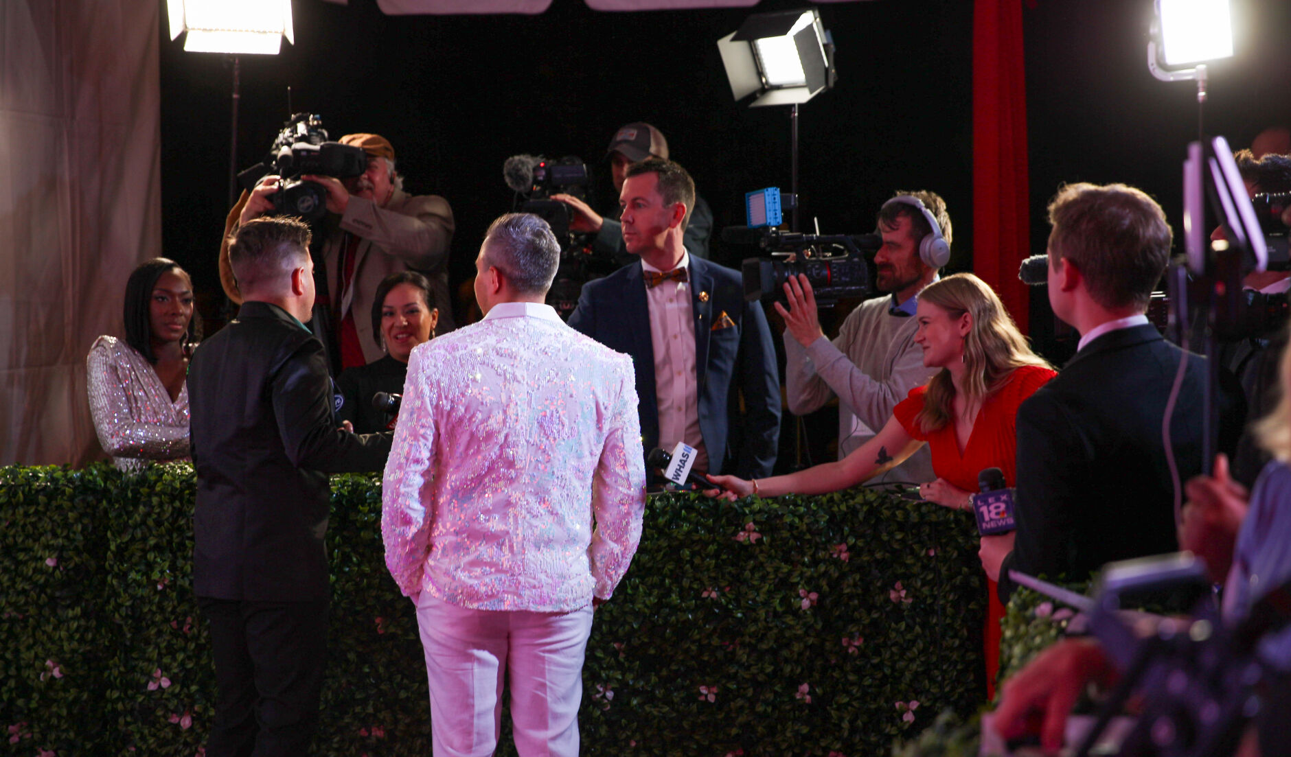 Reporters interview Billy Gilman