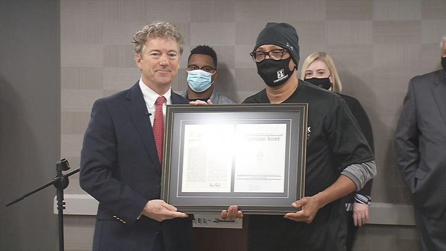 Kentucky US Sen. Rand Paul and community activist Christopher 2X of Game Changers