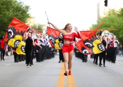 UofL marching band marches at parade.JPG