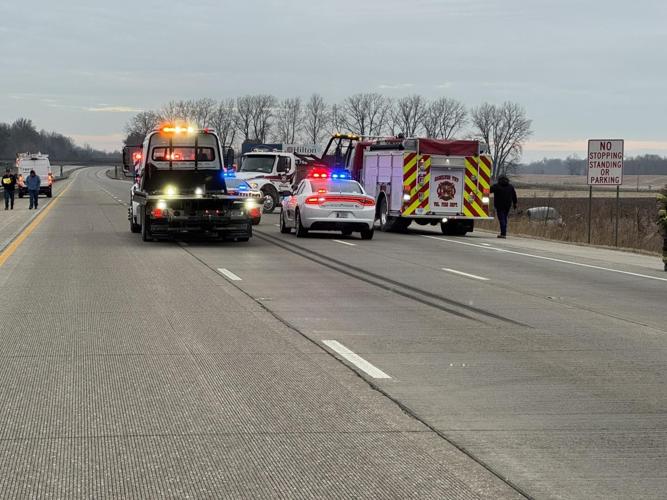Crash scene on I-65 North in southern Indiana