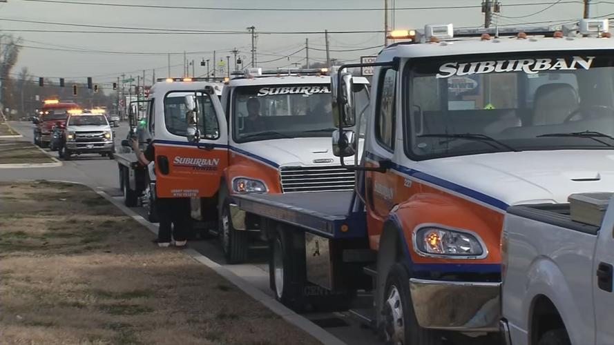 Funeral for Larry Kizer, LMPD civilian tow truck driver, on Jan. 9, 2020