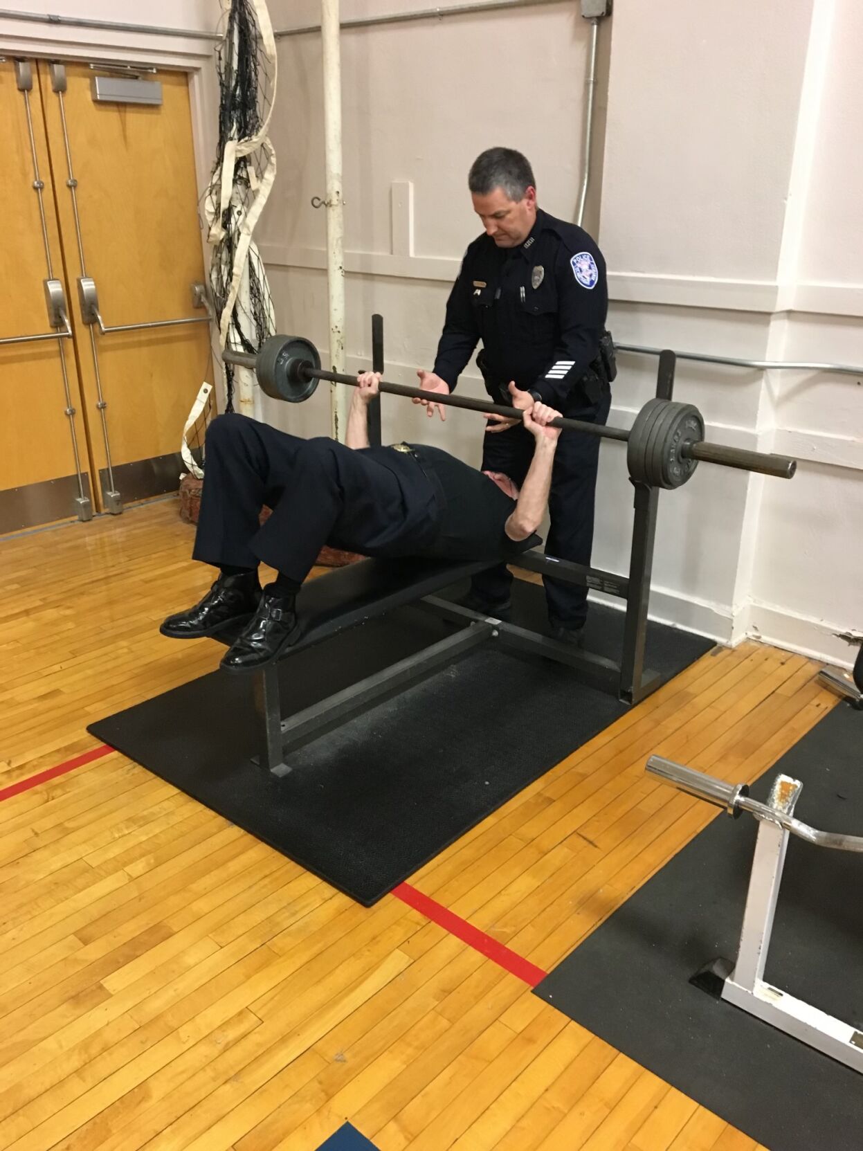 Norm Lifting weights at SMPD gym November 28 2016.jpg