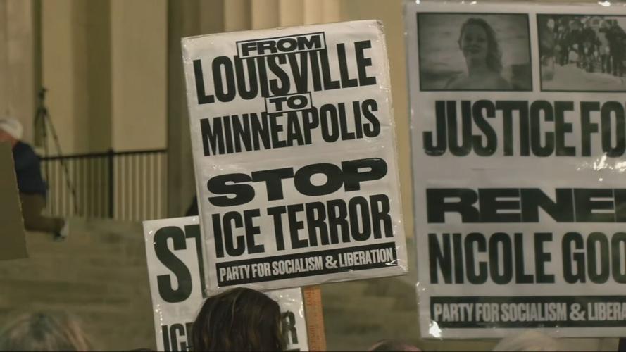 Downtown Louisville ICE fatal shooting protest 1-8-26