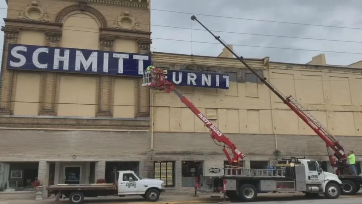 Iconic Schmitt Furniture Sign In New Albany Comes Down For Iconic Schmitt Furniture Sign In New Albany Comes Down For Renovations Business Wdrb