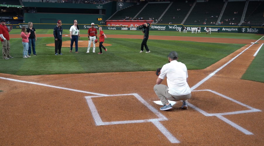 Kosair for Kids All Star baseball first pitch throw Eli Taylor 2-15-25