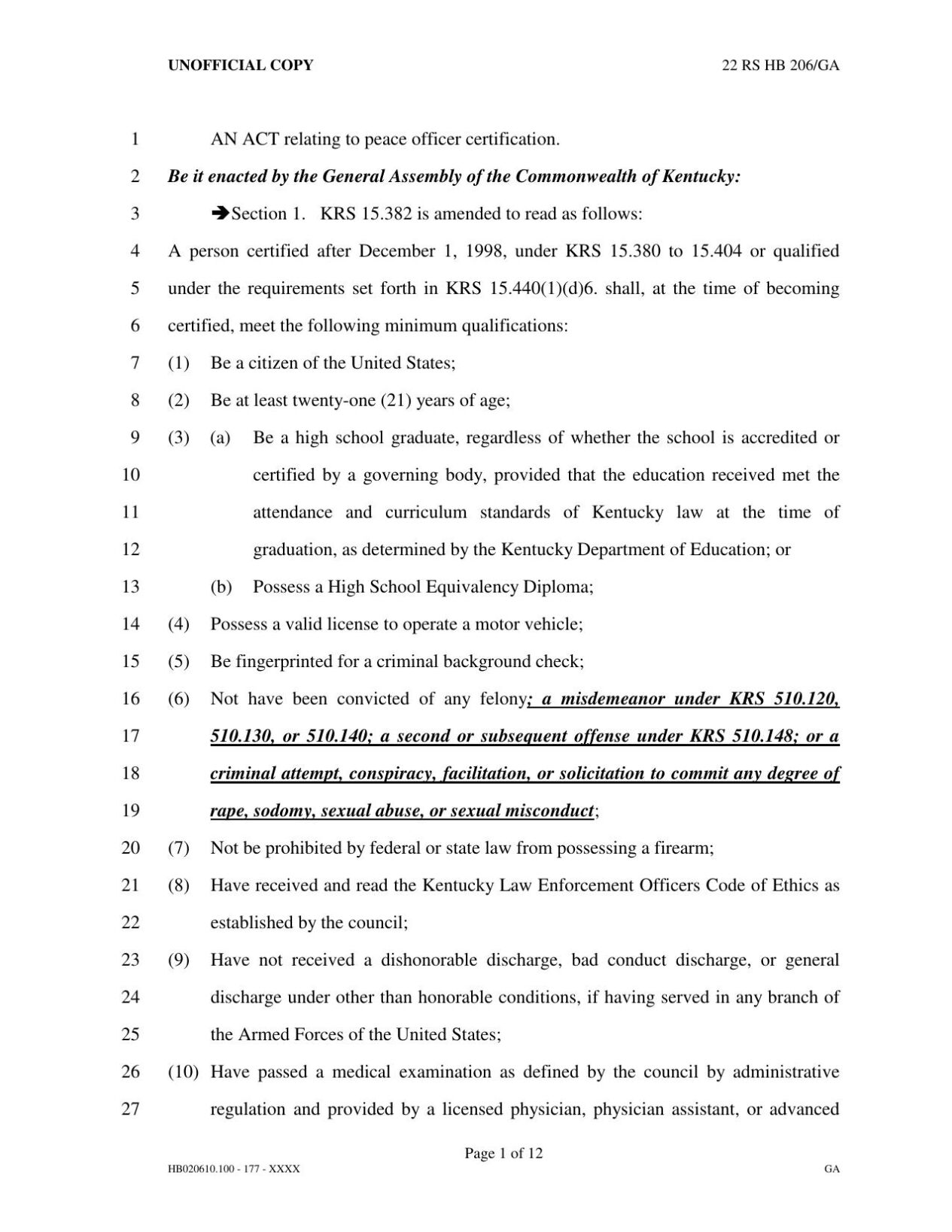 Kentucky House Bill 206