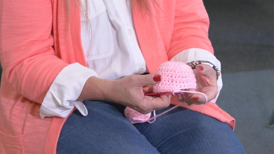 Jill Schurman knits NICU baby hat