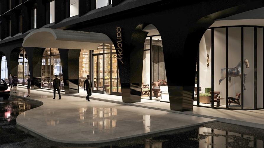 Rendering for the Canopy Hilton in downtown Louisville