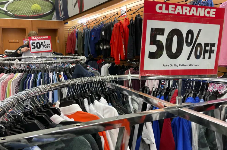 Clearance signs at retail store in Illinois