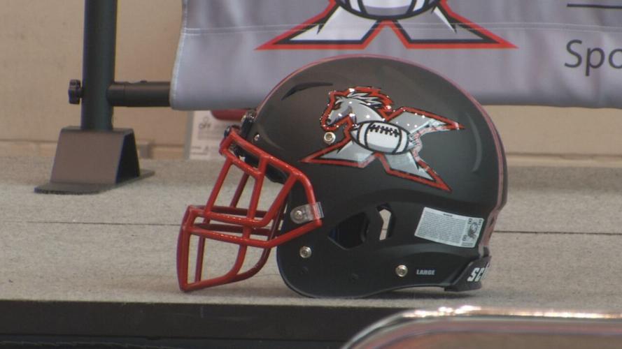 A Louisville Xtreme football helmet at the KFC Yum! Center