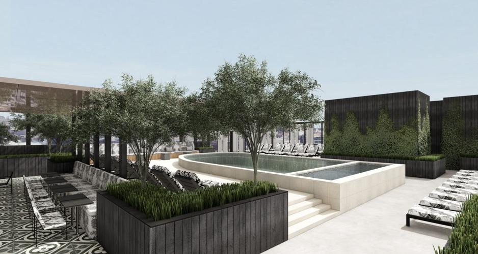 Rendering for the Canopy Hilton in downtown Louisville