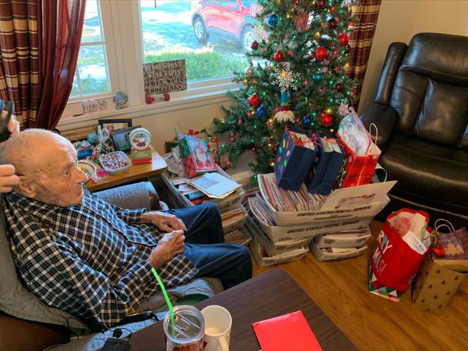 Horace Harrod Sr. with Christmas cards
