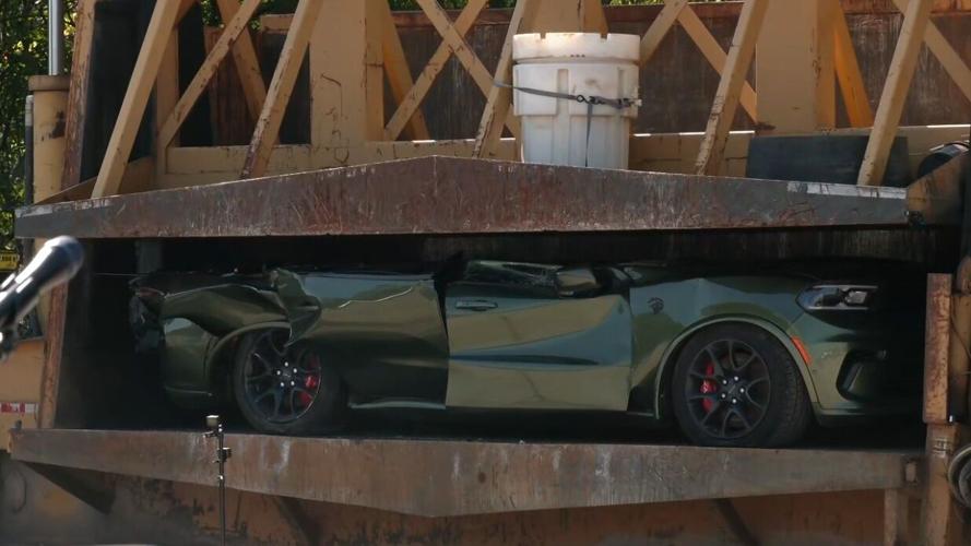 Hellcat Durango crushed at Louisville impound lot