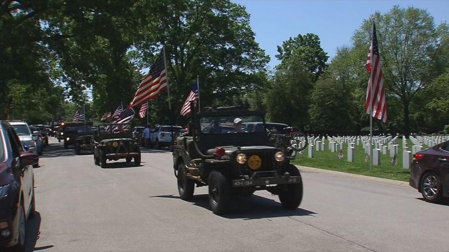 Parade of military vehicles at Zachary Taylor National Cemetery on Memorial Day 2020 (May 25, 2020)