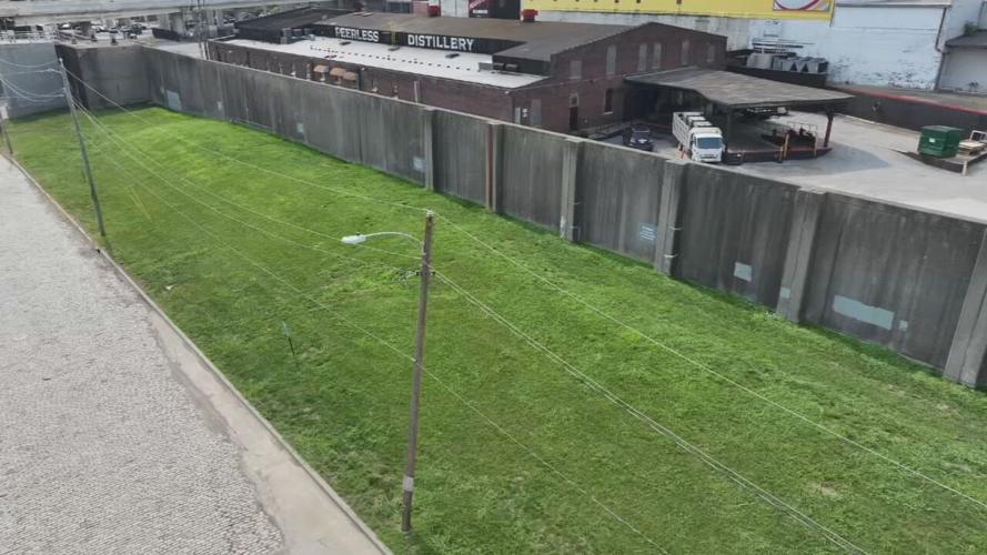 Flood wall on Rowan Street in west Louisville