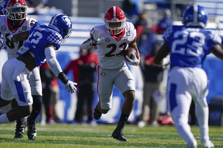 Georgia running back Kendall Milton runs with the ball