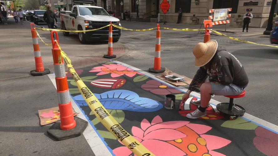 Downtown Louisville Crosswalk Painting