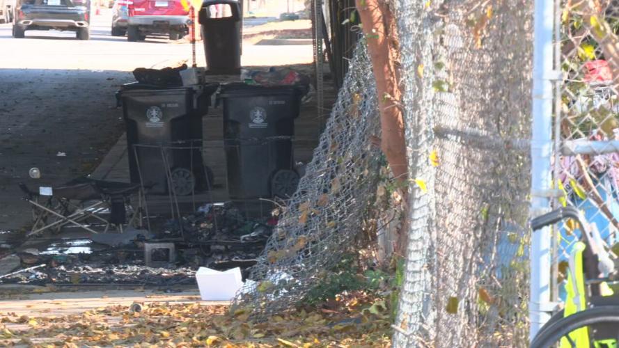 Downtown Louisville homeless camp fire 11-28-23