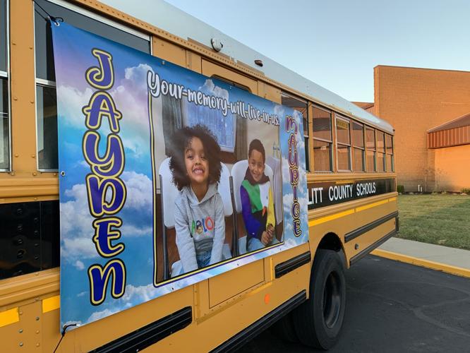 School bus with Jayden Howard, Maurice Baker Jr.