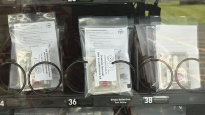 Vending machine at Scott Memorial Health dispensing free Narcan