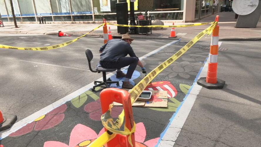 Downtown Louisville Crosswalk Painting