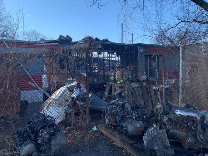 Charred remains of mobile home after Jan. 15, 2021 fire