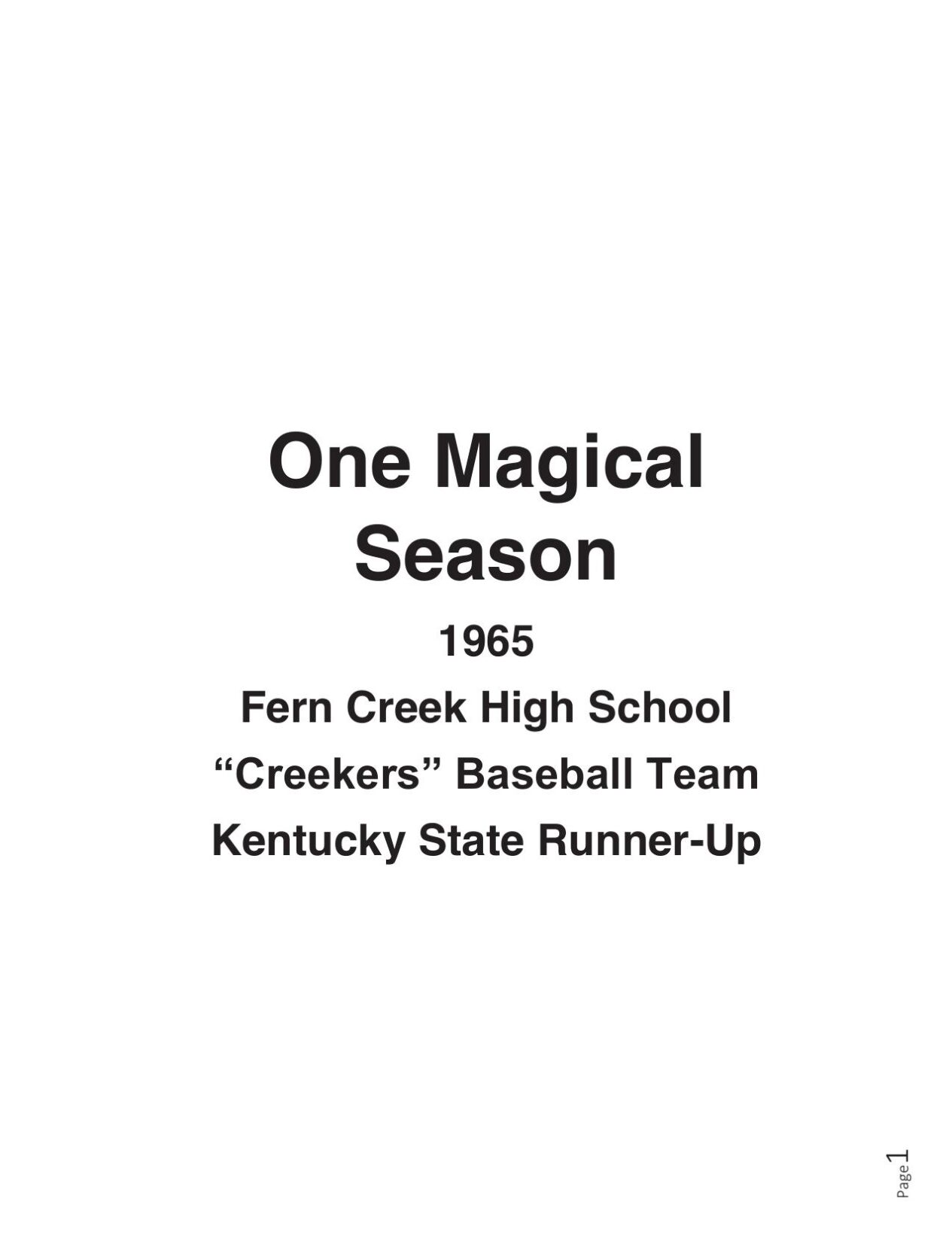 Fern Creek High School Baseball 1965
