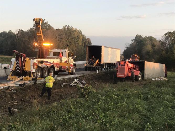 Overturned Semi - Crews Work to Upright on 9-9-19