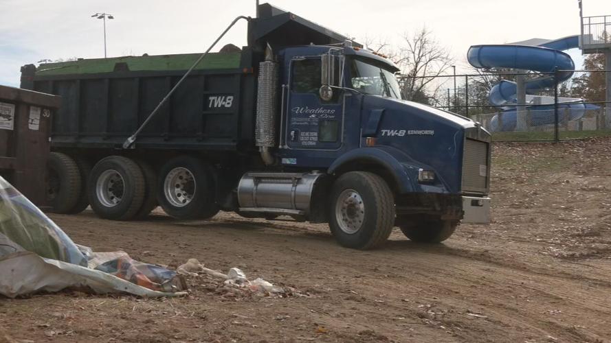 Construction crews at Camp Taylor pool